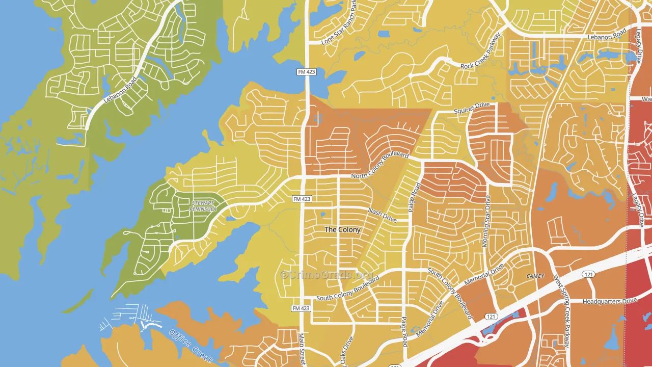 The Ws, The Colony, TX Map of Vehicle Theft Rates