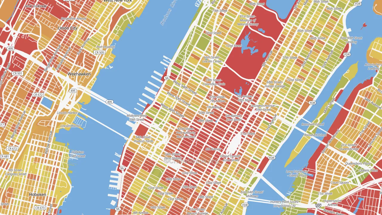 Theater District, Manhattan, NY Map of Vehicle Theft Rates