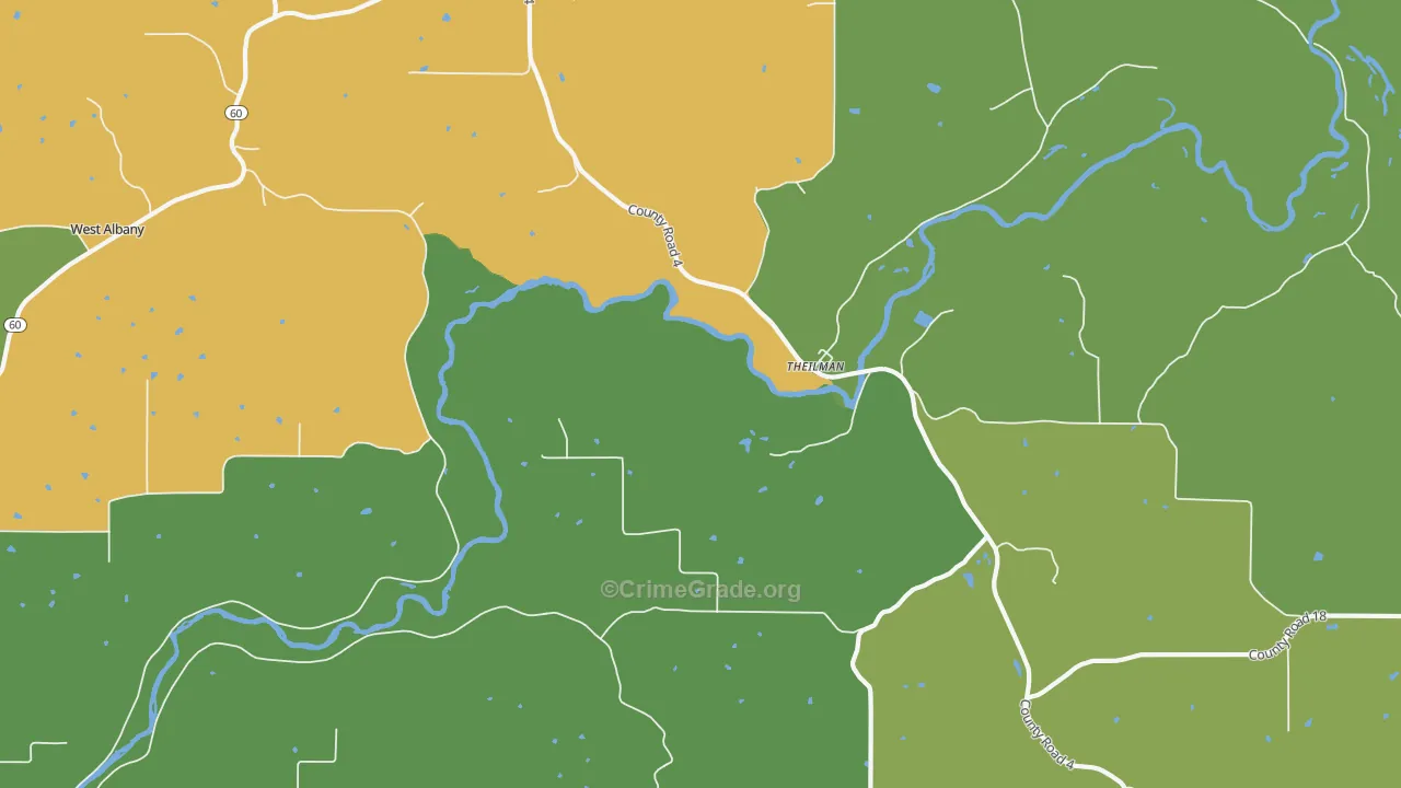 Theilman, MN Map of Vehicle Theft Rates