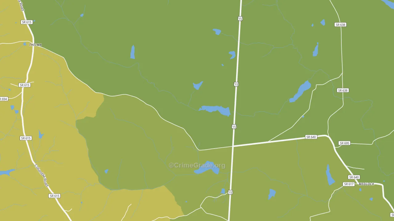 Thelma, VA Map of Vehicle Theft Rates