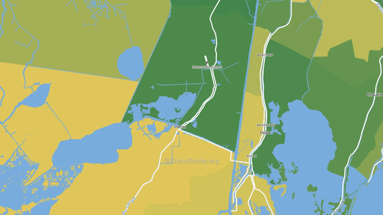 Theriot, LA Map of Vehicle Theft Rates