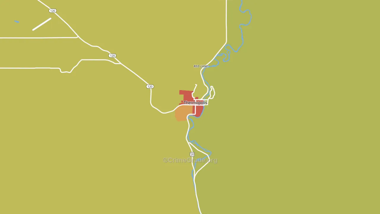 Thermopolis, WY Map of Vehicle Theft Rates