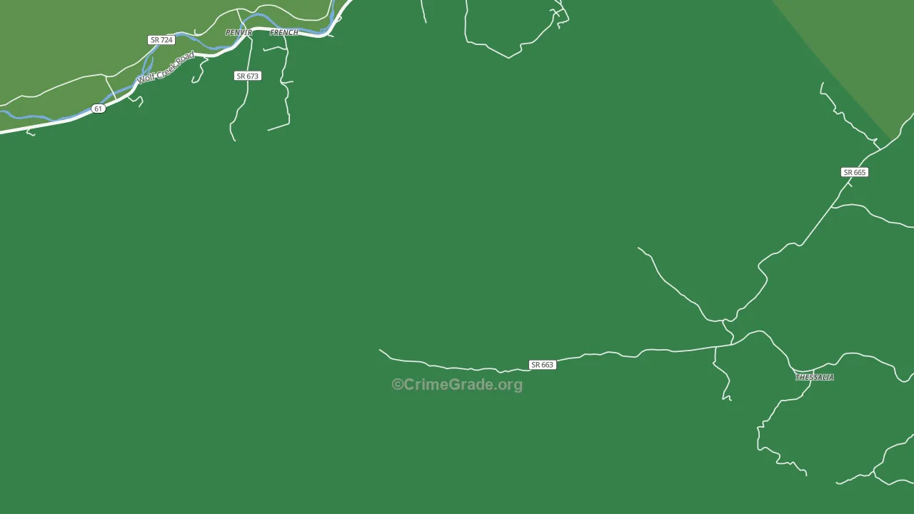 Thessalia, VA Map of Vehicle Theft Rates