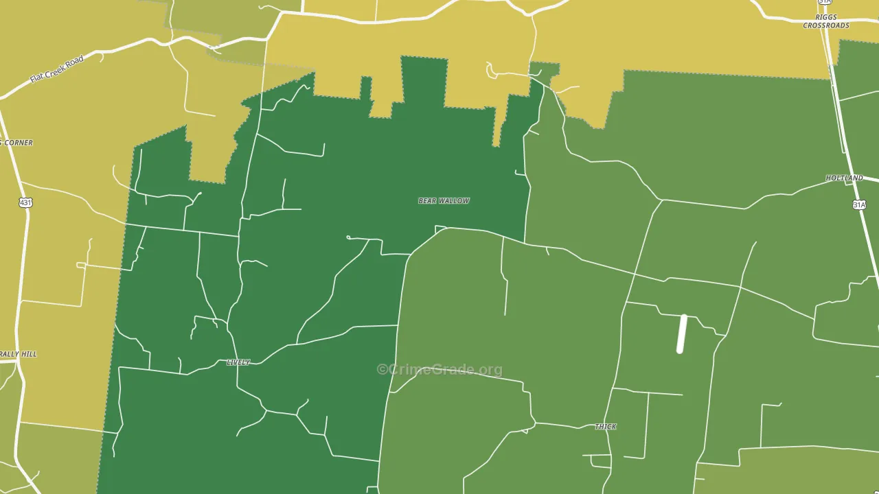 Thick, TN Map of Vehicle Theft Rates