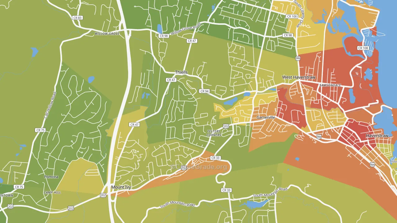 Thiells, NY Map of Vehicle Theft Rates
