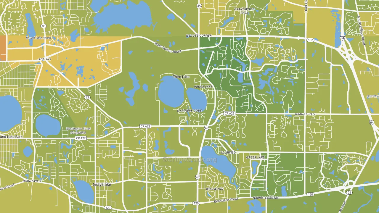 Third Lake, IL Map of Vehicle Theft Rates