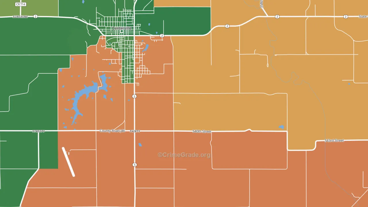 Thirty, IA Map of Vehicle Theft Rates