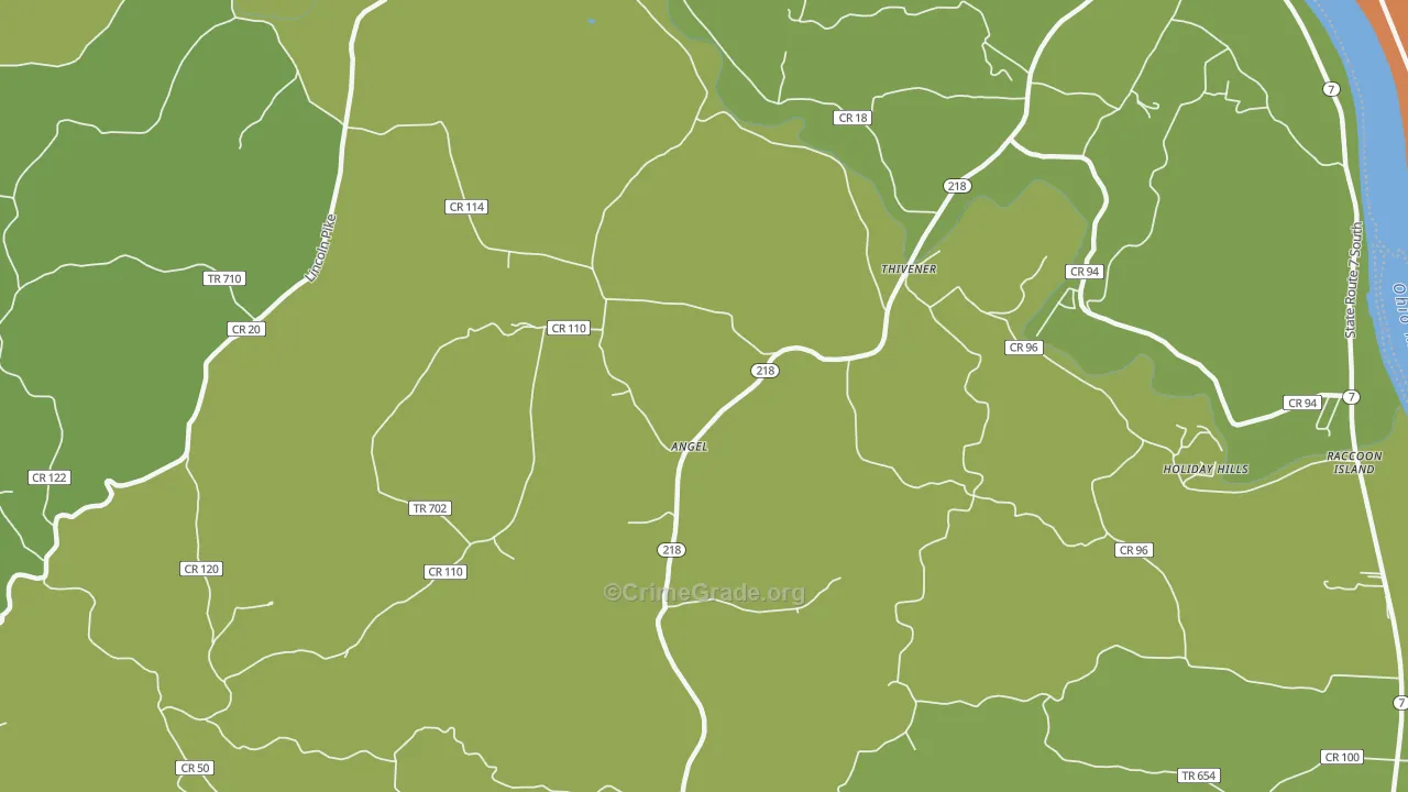 Thivener, OH Map of Vehicle Theft Rates