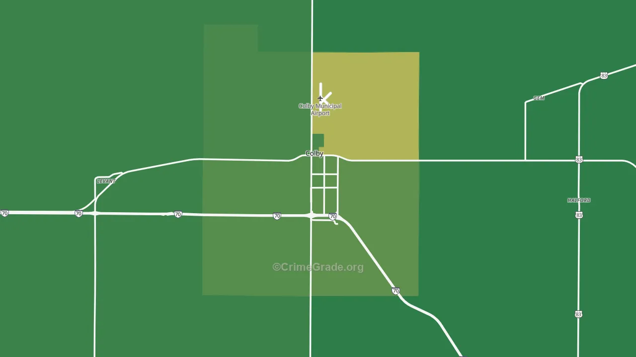 Thomas County, KS Map of Vehicle Theft Rates