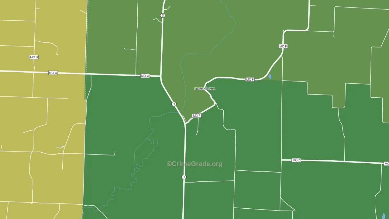 Thomas Hill, MO Map of Vehicle Theft Rates