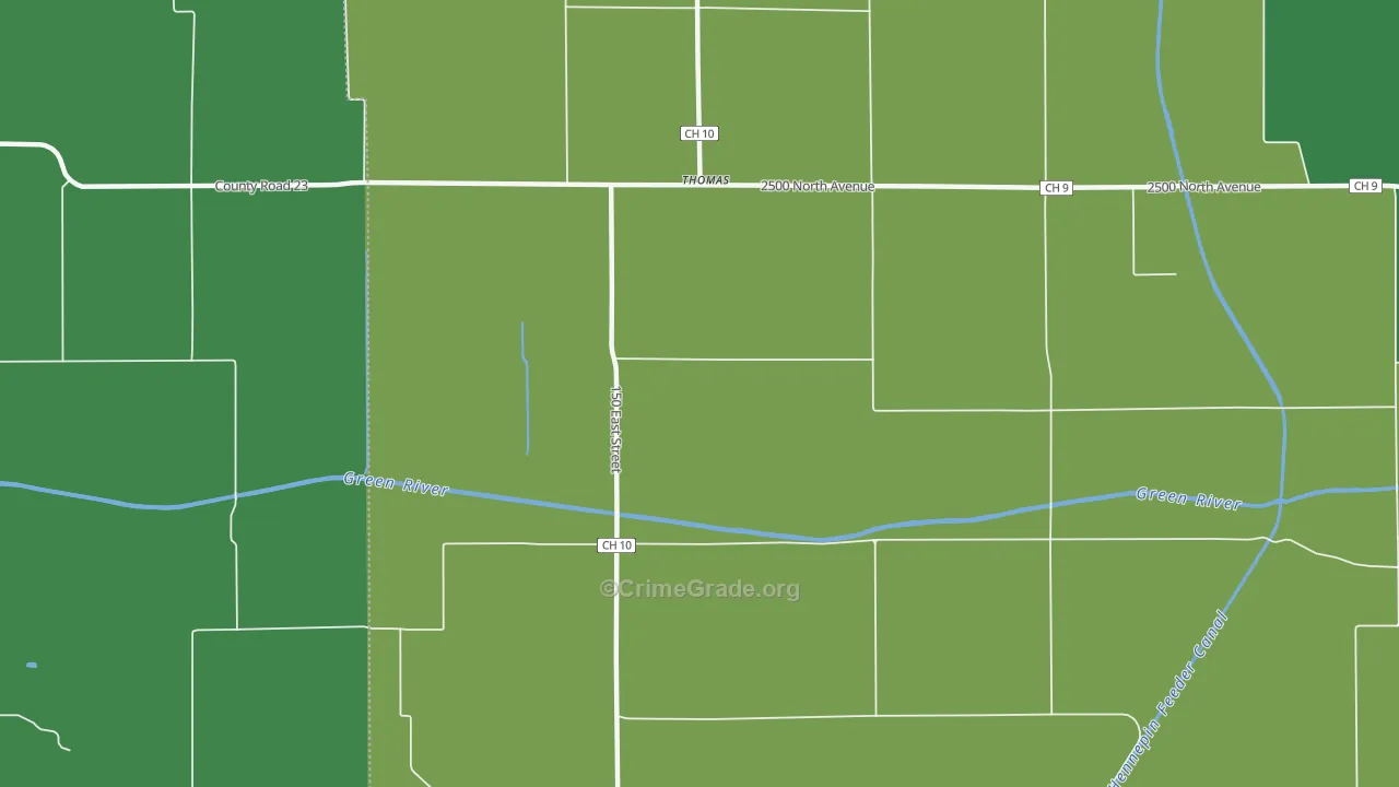 Thomas, IL Map of Vehicle Theft Rates