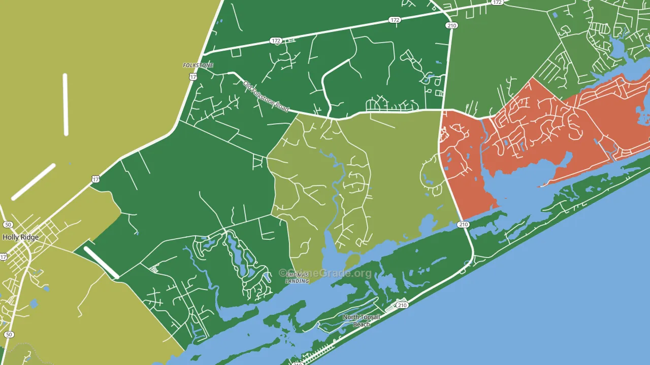 Thomas Landing, NC Map of Vehicle Theft Rates