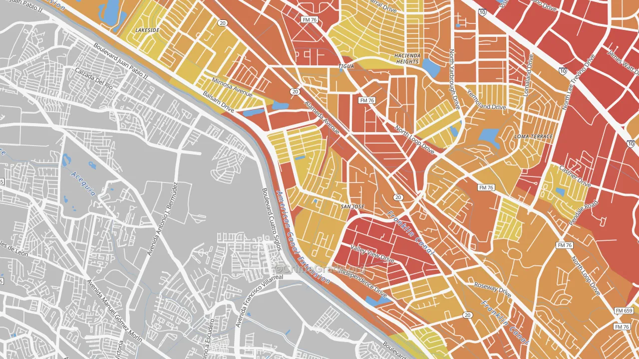 Thomas Manor, El Paso, TX Map of Vehicle Theft Rates