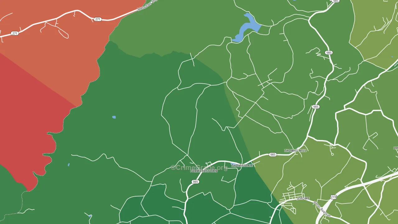 Thomas Mills, PA Map of Vehicle Theft Rates