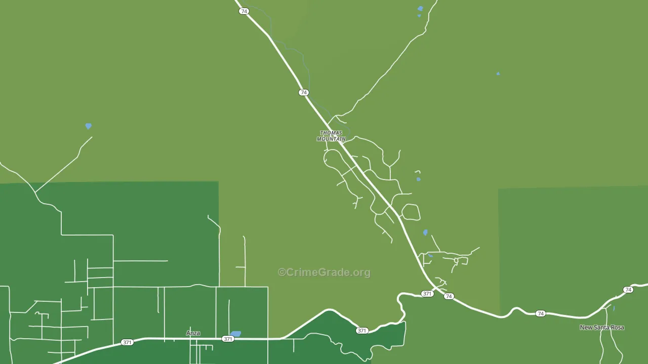 Thomas Mountain, CA Map of Vehicle Theft Rates
