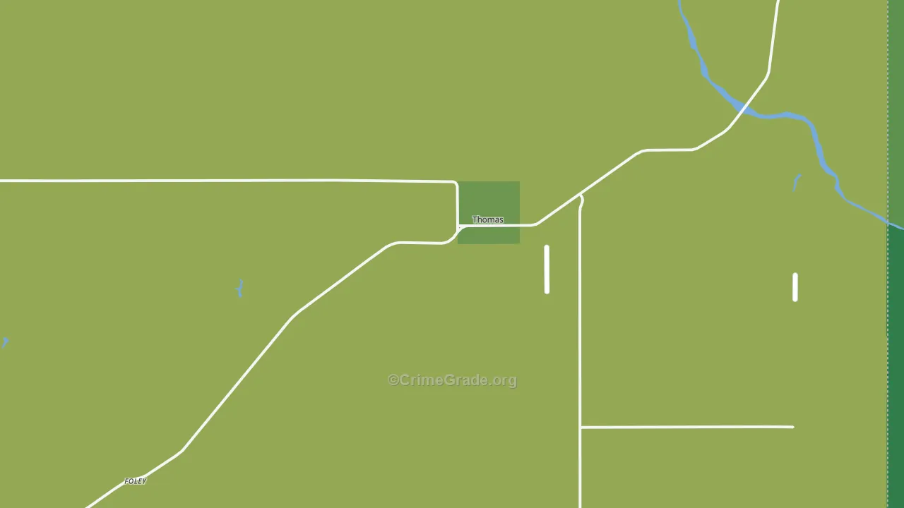 Thomas, OK Map of Vehicle Theft Rates