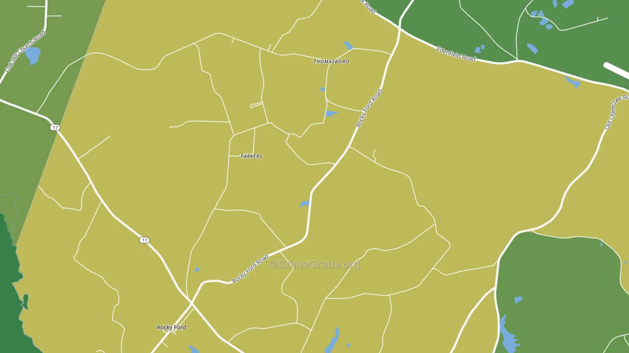 Thomasboro, GA Map of Vehicle Theft Rates