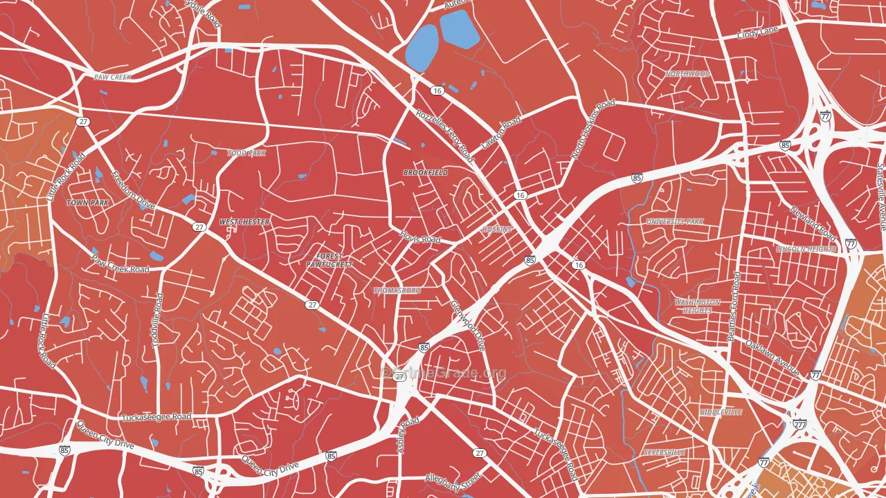 Thomasboro-Hoskins, Charlotte, NC Map of Vehicle Theft Rates