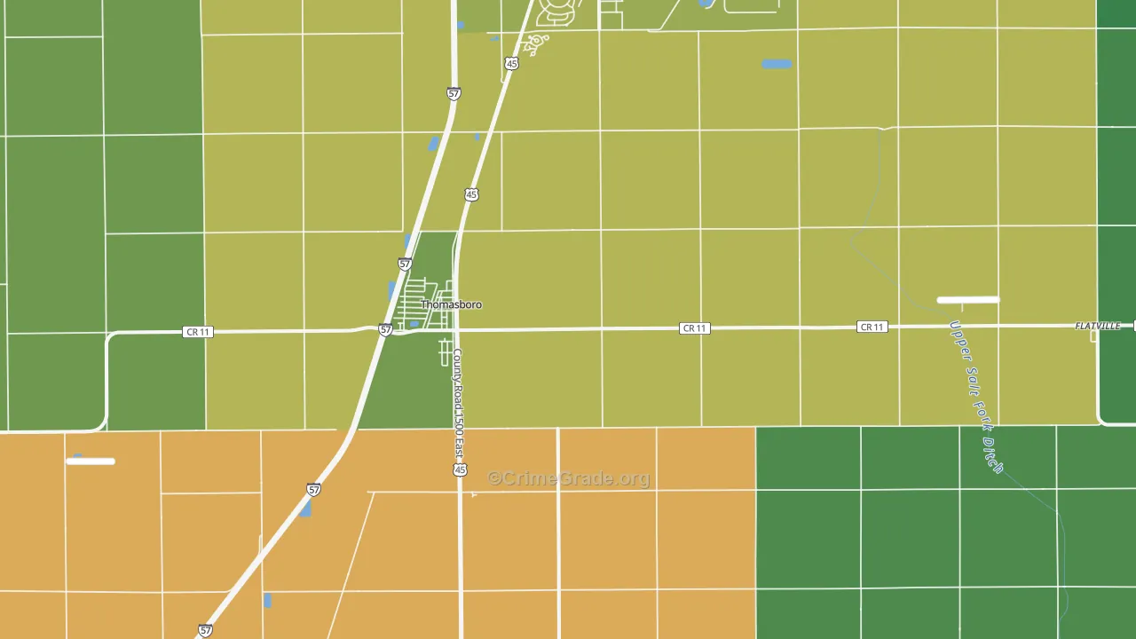 Thomasboro, IL Map of Vehicle Theft Rates