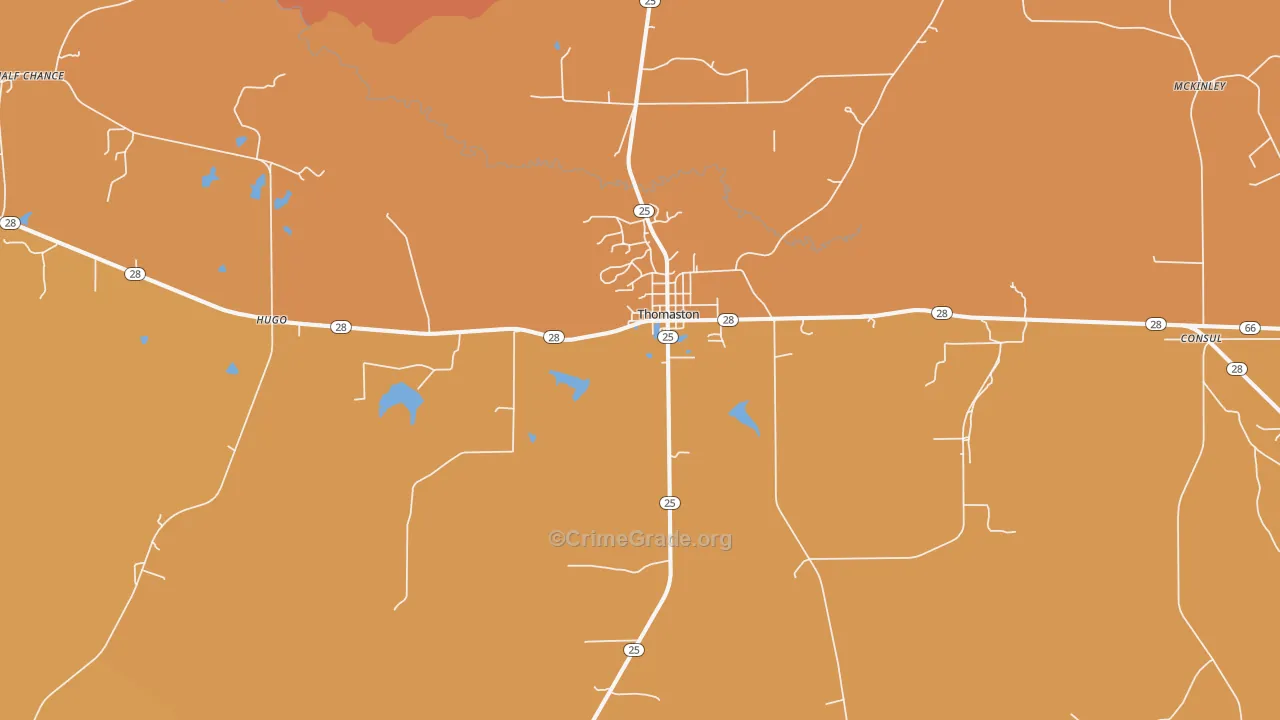 Thomaston, AL Map of Vehicle Theft Rates