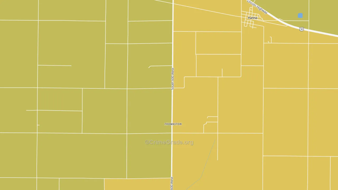 Thomaston, IN Map of Vehicle Theft Rates