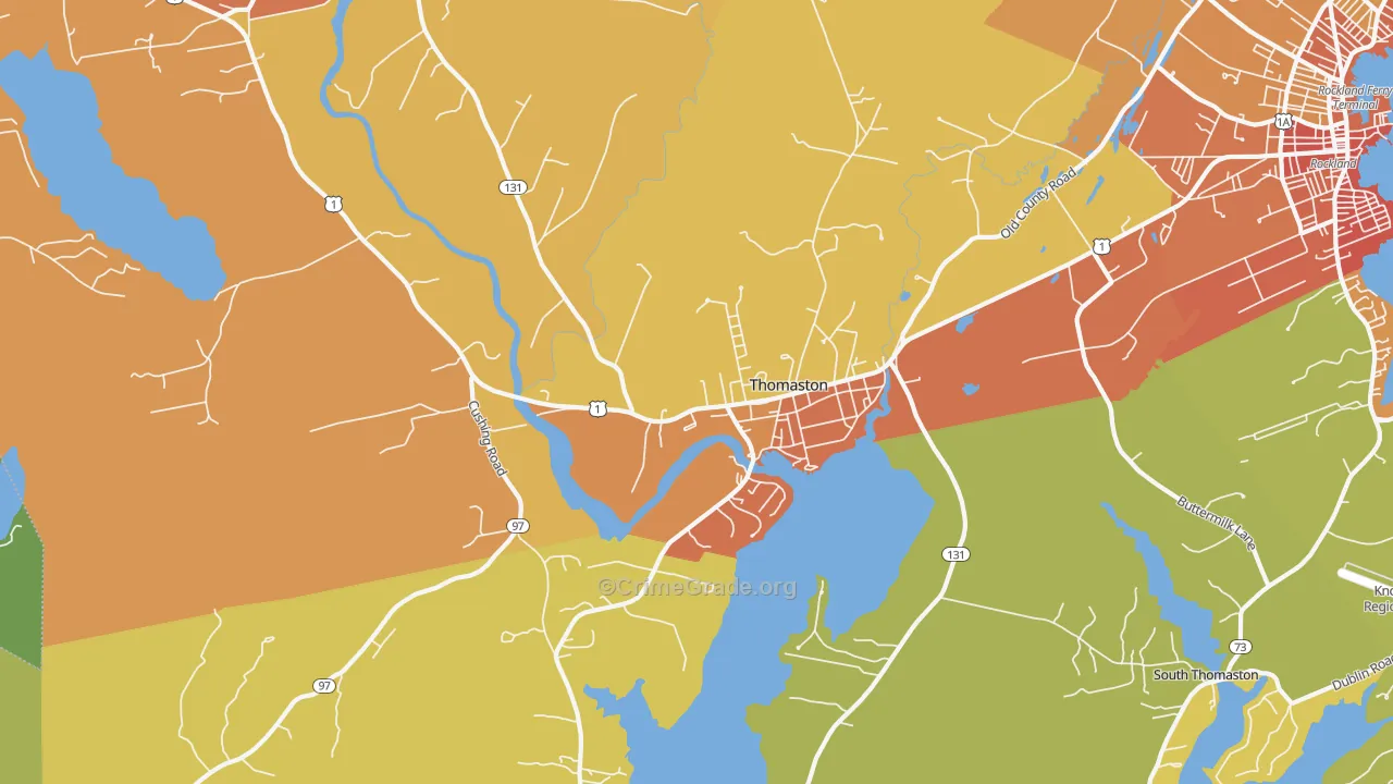 Thomaston, ME Map of Vehicle Theft Rates
