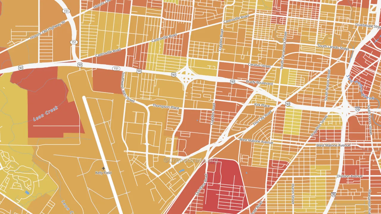Thompson Community, San Antonio, TX Map of Vehicle Theft Rates