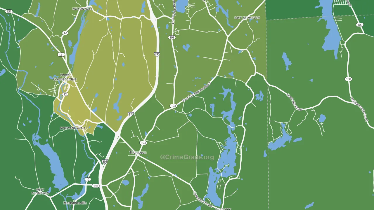Thompson, CT Map of Vehicle Theft Rates