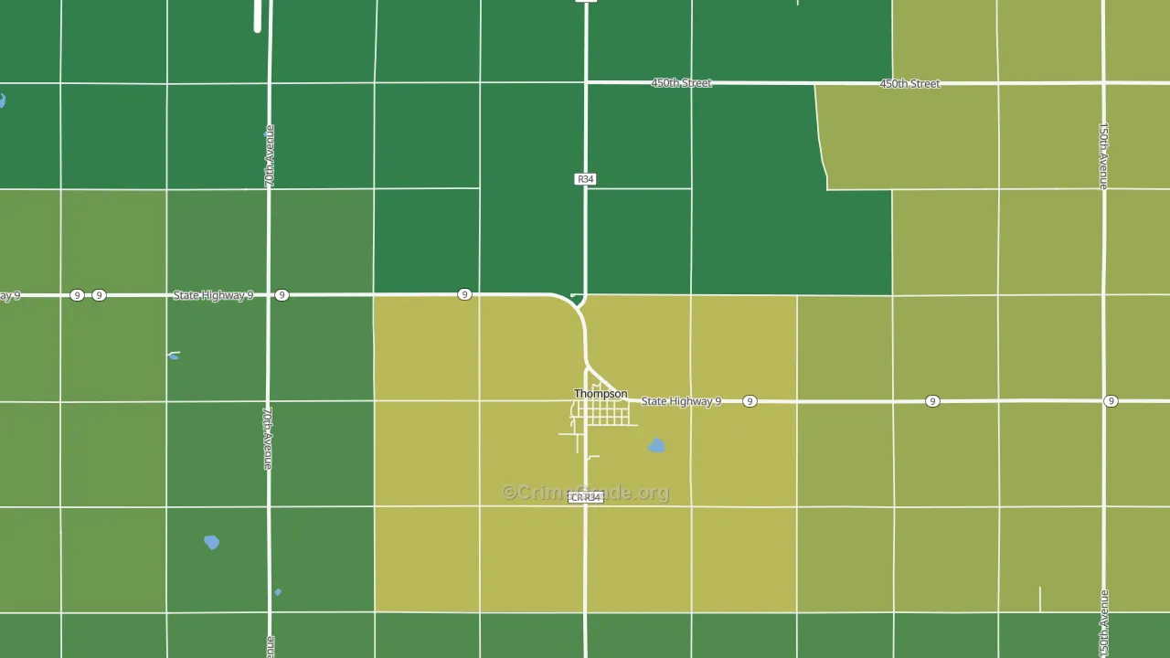 Thompson, IA Map of Vehicle Theft Rates