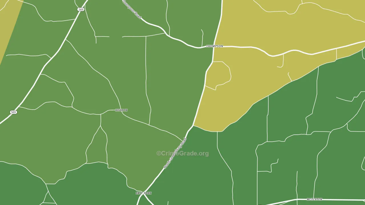 Thompson, MS Map of Vehicle Theft Rates