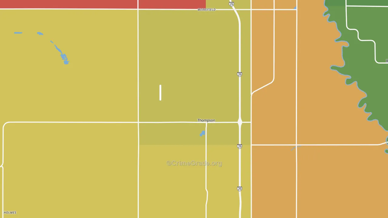 Thompson, ND Map of Vehicle Theft Rates
