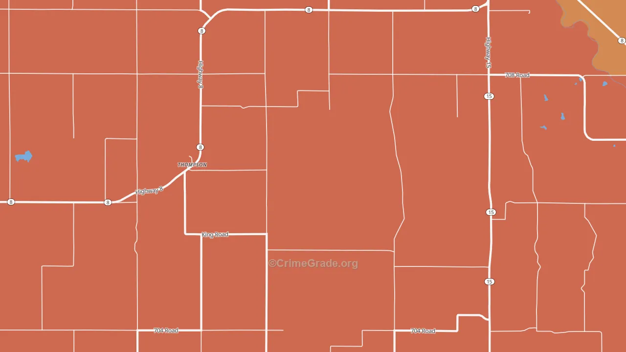 Thompson, NE Map of Vehicle Theft Rates