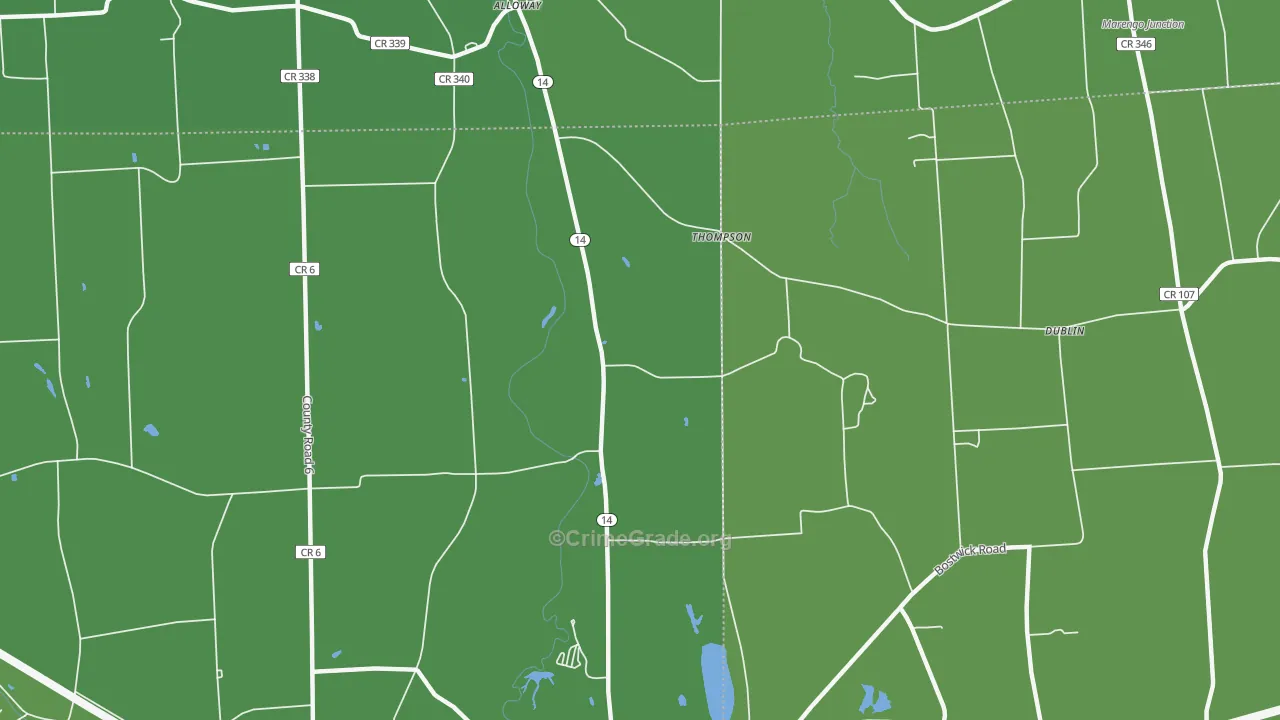 Thompson, NY Map of Vehicle Theft Rates