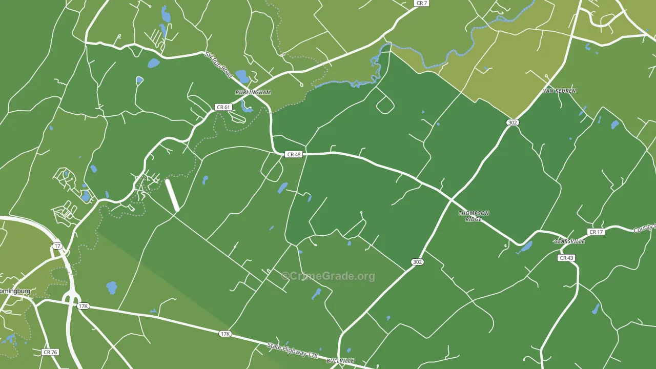 Thompson Ridge, NY Map of Vehicle Theft Rates