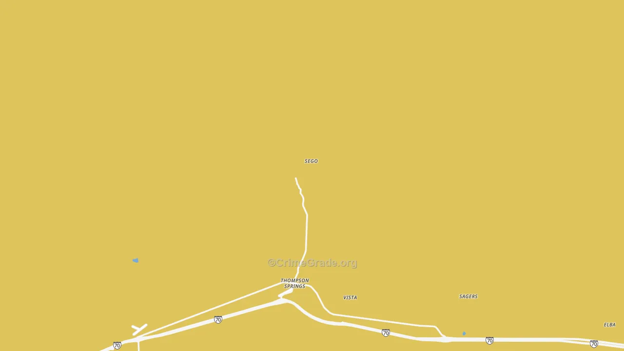 Thompson Springs, UT Map of Vehicle Theft Rates
