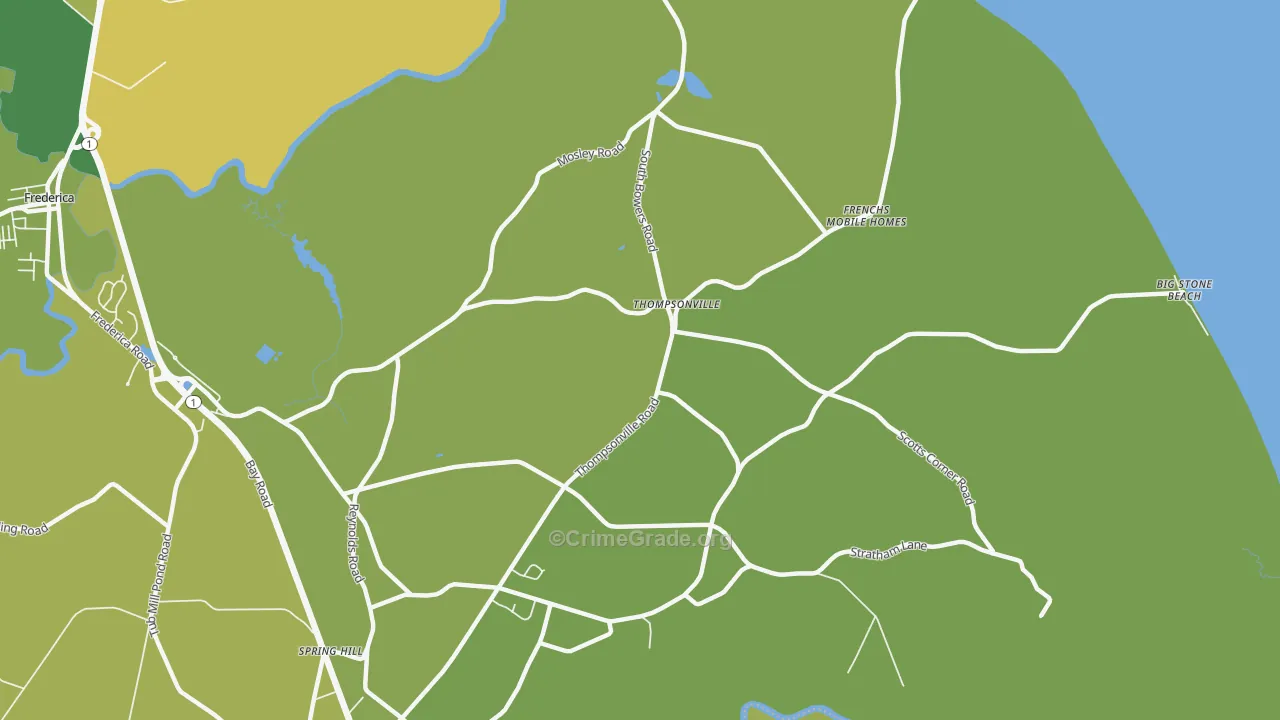 Thompsonville, DE Map of Vehicle Theft Rates