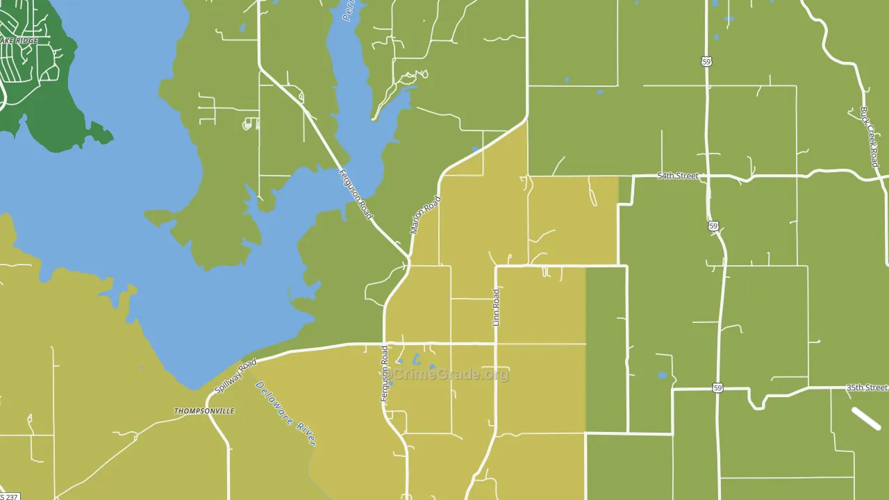 Thompsonville, KS Map of Vehicle Theft Rates