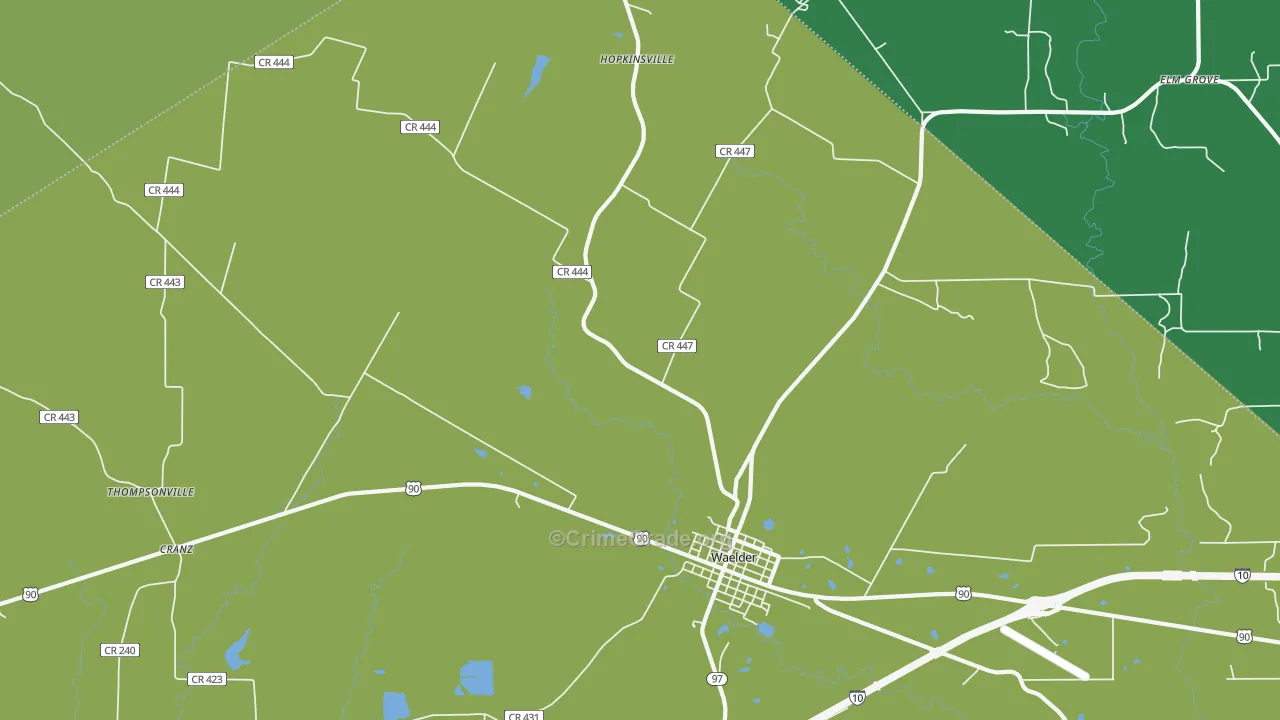 Thompsonville, TX Map of Vehicle Theft Rates