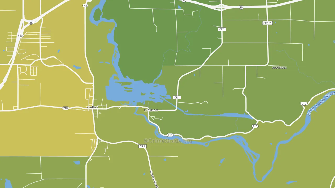Thomson, MN Map of Vehicle Theft Rates