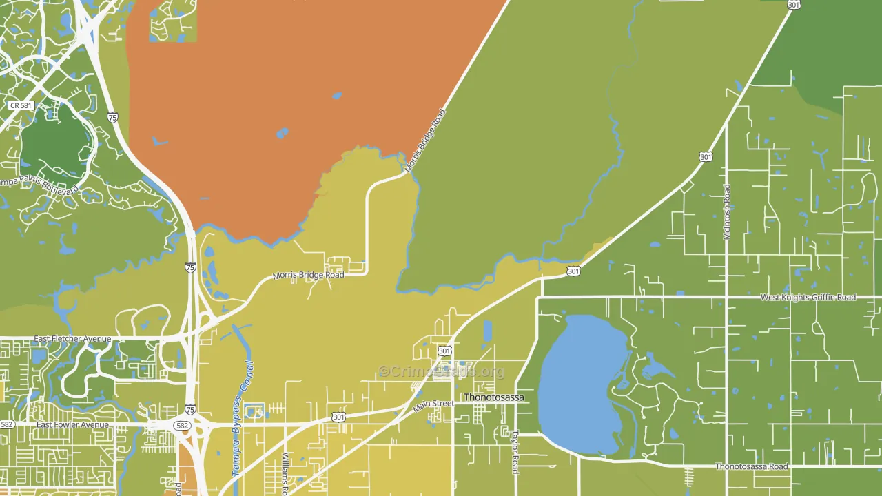 Thonotosassa, FL Map of Vehicle Theft Rates