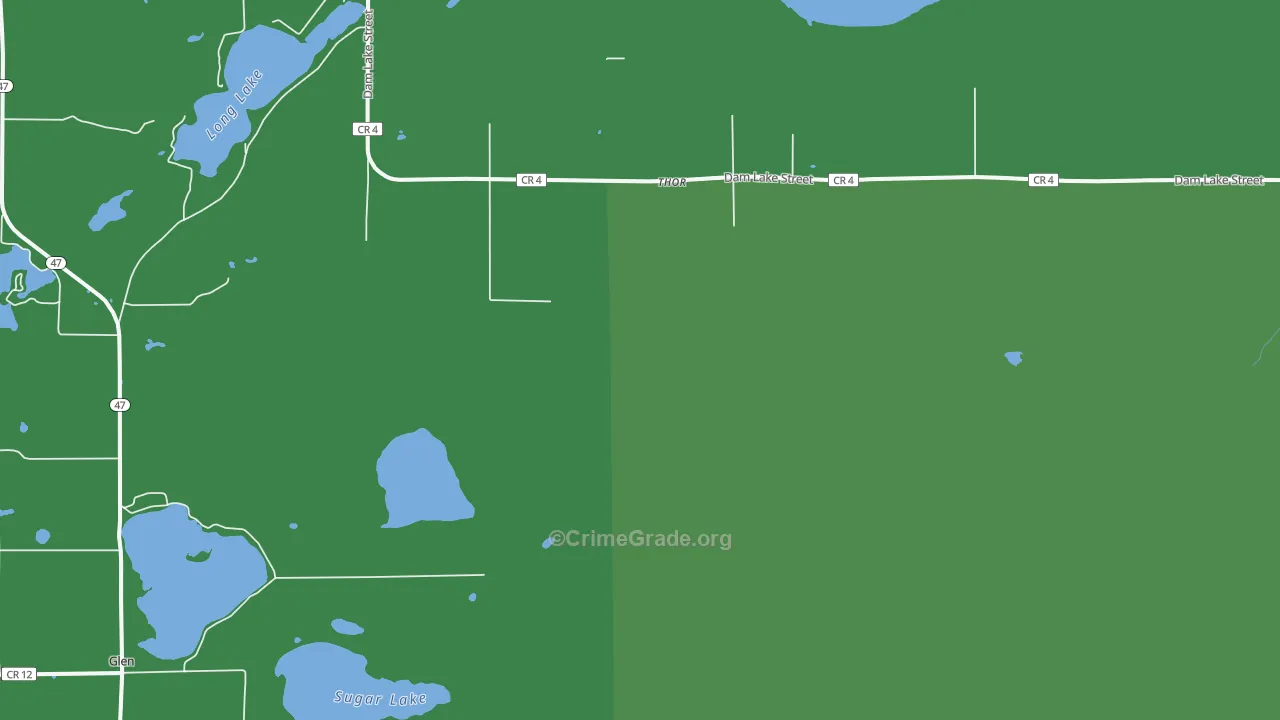 Thor, MN Map of Vehicle Theft Rates