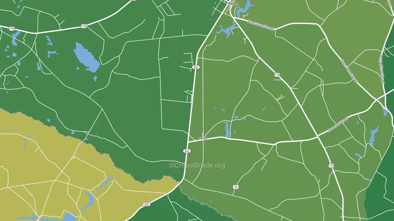 Thor, SC Map of Vehicle Theft Rates