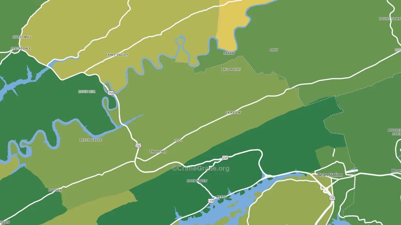 Thorn Hill, TN Map of Vehicle Theft Rates