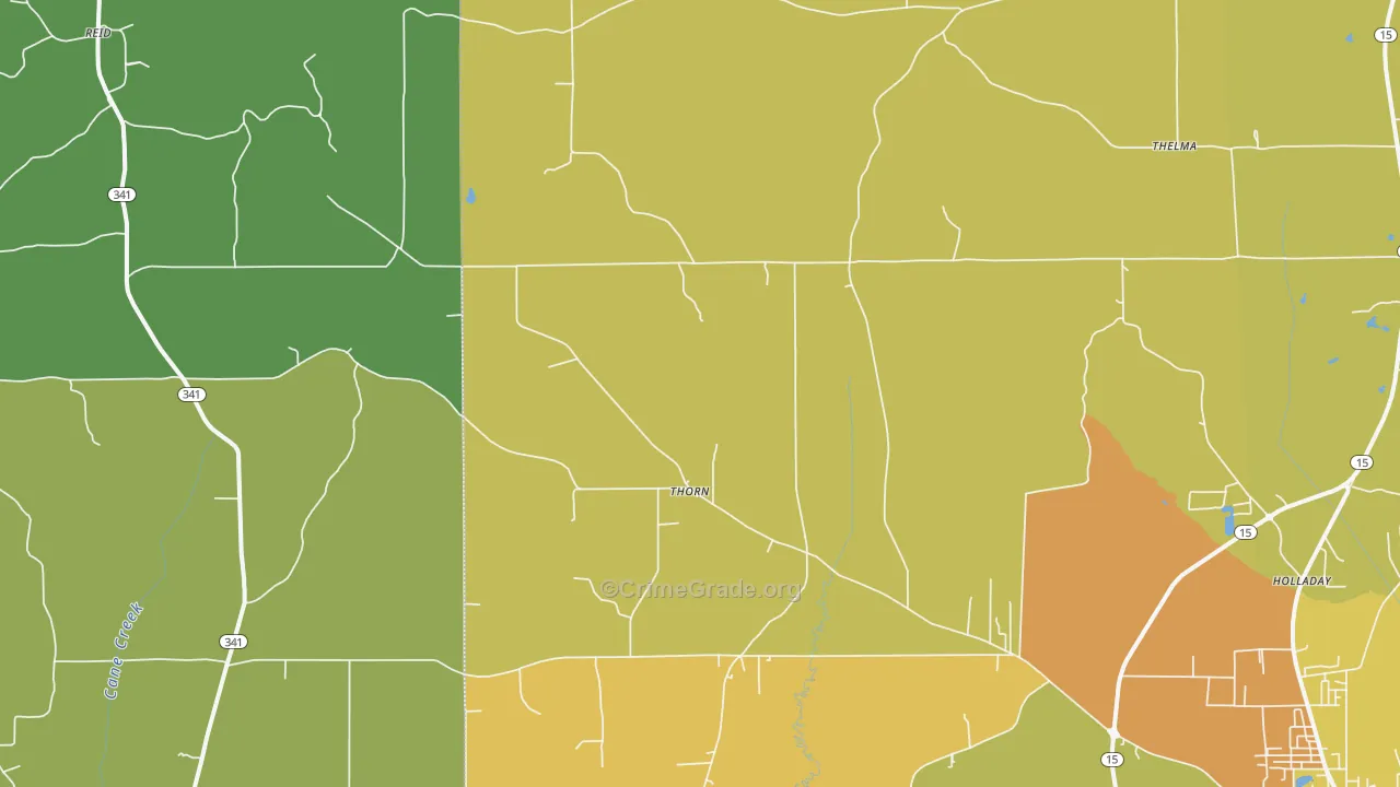 Thorn, MS Map of Vehicle Theft Rates