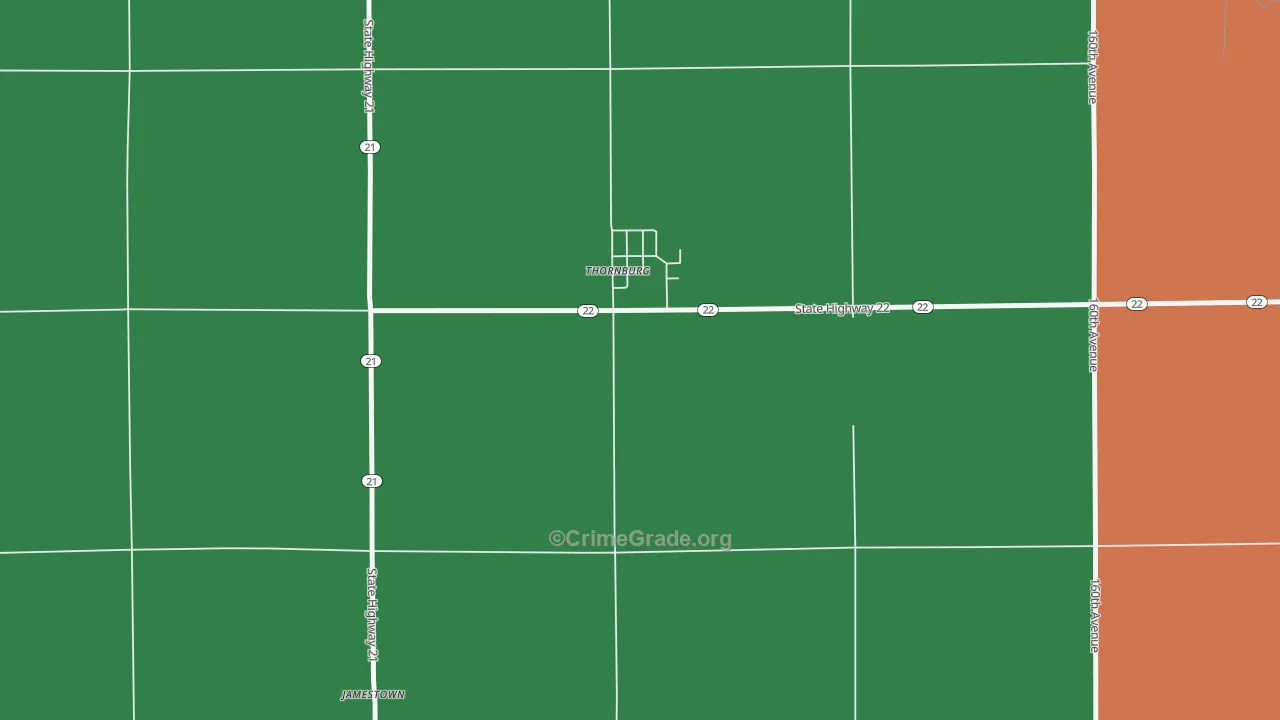 Thornburg, IA Map of Vehicle Theft Rates