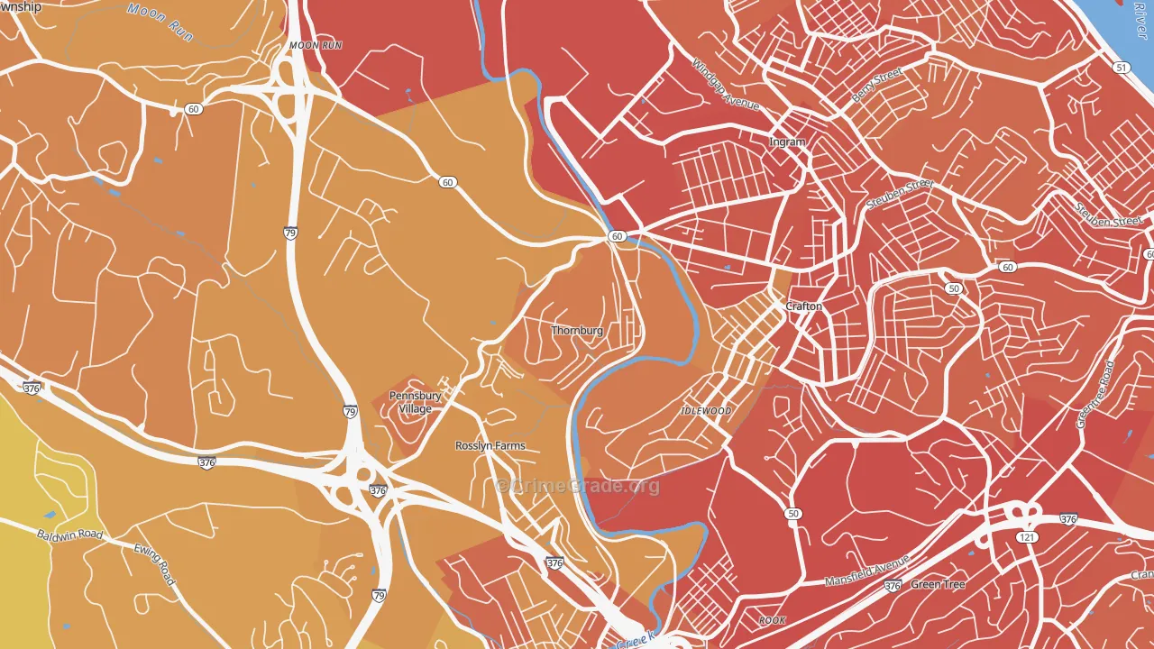 Thornburg, PA Map of Vehicle Theft Rates