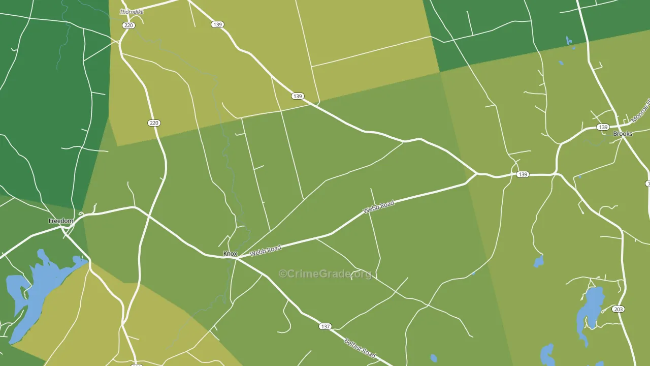 Thorndike, ME Map of Vehicle Theft Rates