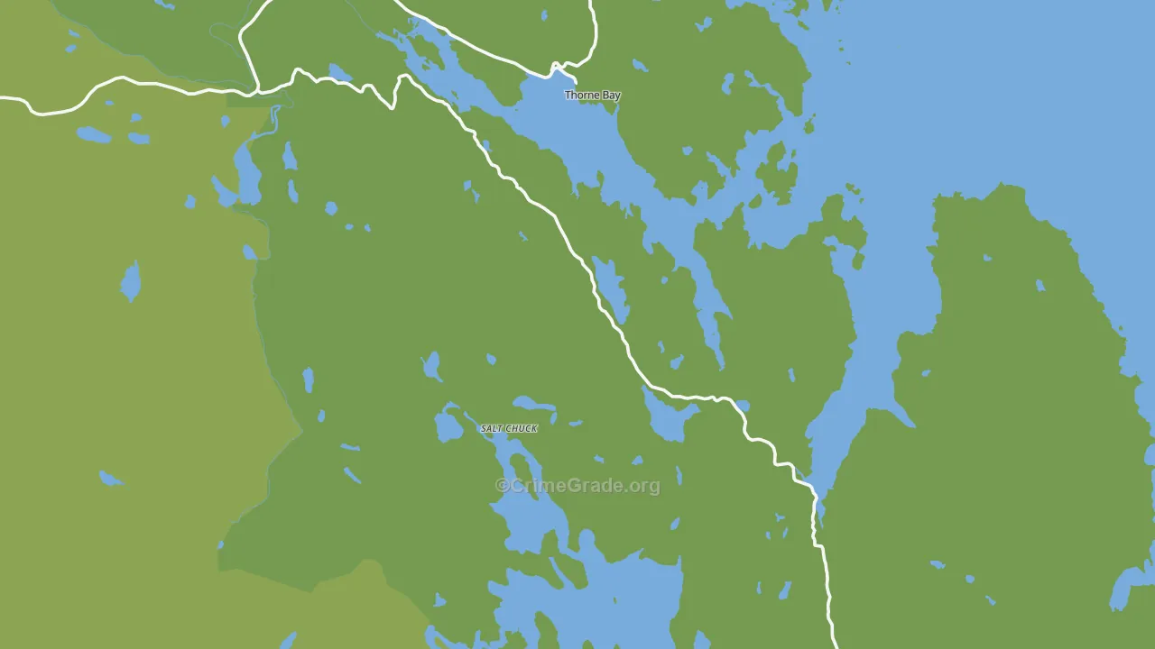 Thorne Bay, AK Map of Vehicle Theft Rates