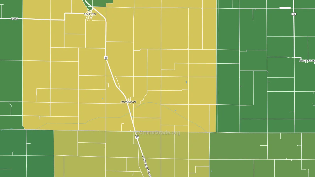 Thornhope, IN Map of Vehicle Theft Rates