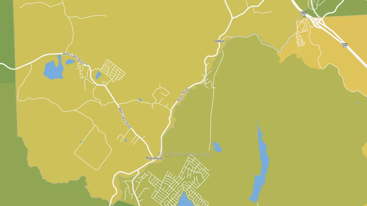 Thornhurst, PA Map of Vehicle Theft Rates